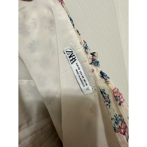 Zara women's beige floral ruched mini halter dress size XS - Picture 4 of 6